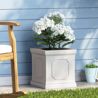 Durable Planter white rectangular with geometric panel accents HouseOfZazla on Tampa Home & Garden Store