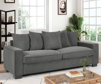 Luxe sofa 3-seater with 5 matching gray corduroy toss pillows Unique Piece Furniture on Tampa Home & Garden Store