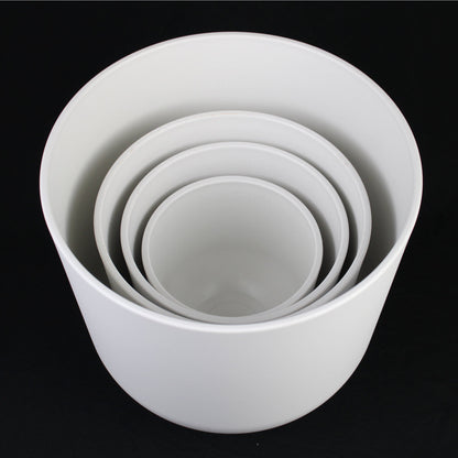 Juego de 4 macetas redondas de plástico blanco – Diseño moderno minimalista