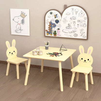 Table and chair set with 2 yellow bunny-back chairs for toddlers, activity table on Tampa Home & Garden Store