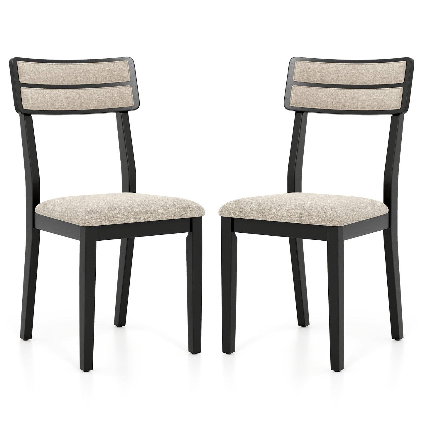 Modern Dining Chairs Set of 2 with Tilt Backrest for Dining Room-Black