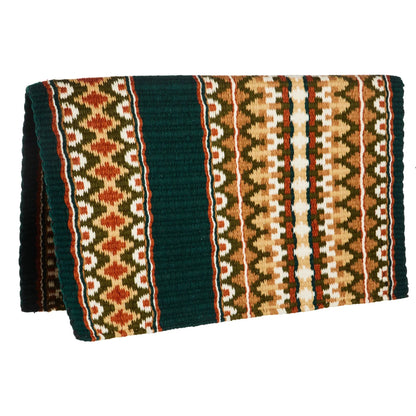 Double Arrow 40x34 NZ Wool Saddle Blanket by Mayatex in green and tan geometric pattern on Tampa Home & Garden Store
