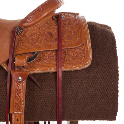 Manta de silla de montar de lana de Nueva Zelanda 1314-24 San Juan marrón chocolate sólido 36x34