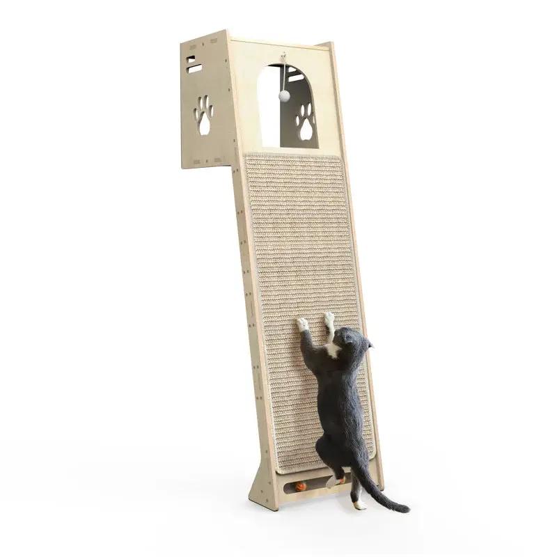 Luxury Wooden Wall-Leaning Cat Climbing Tower with sisal scratcher & perch by The Max & Rex on Tampa Home & Garden Store