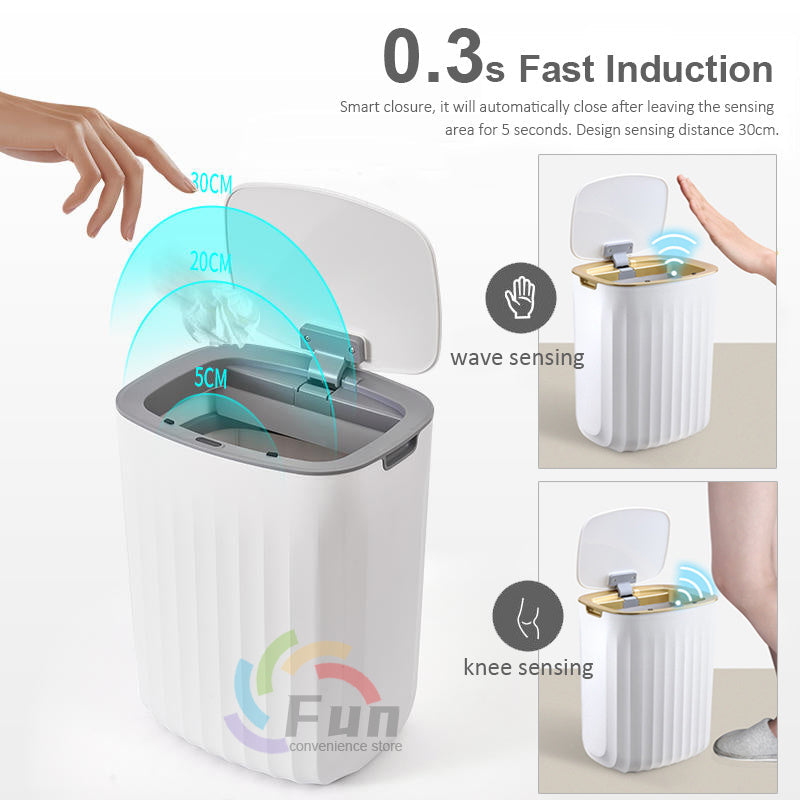 Perfecsy smart trash can with lid, auto induction sensor, white compact waste bin on Tampa Home & Garden Store
