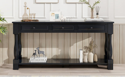 TREXM 63in black console table with 3 drawers and lower shelf, HouseOfZazla on Tampa Home & Garden Store