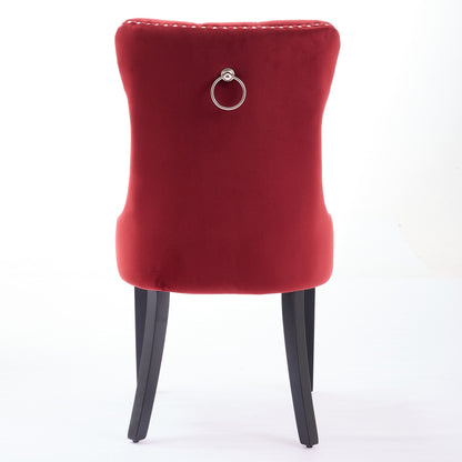 Classic burgundy velvet dining chair with ring-pull back and dark solid wood legs on Tampa Home & Garden Store