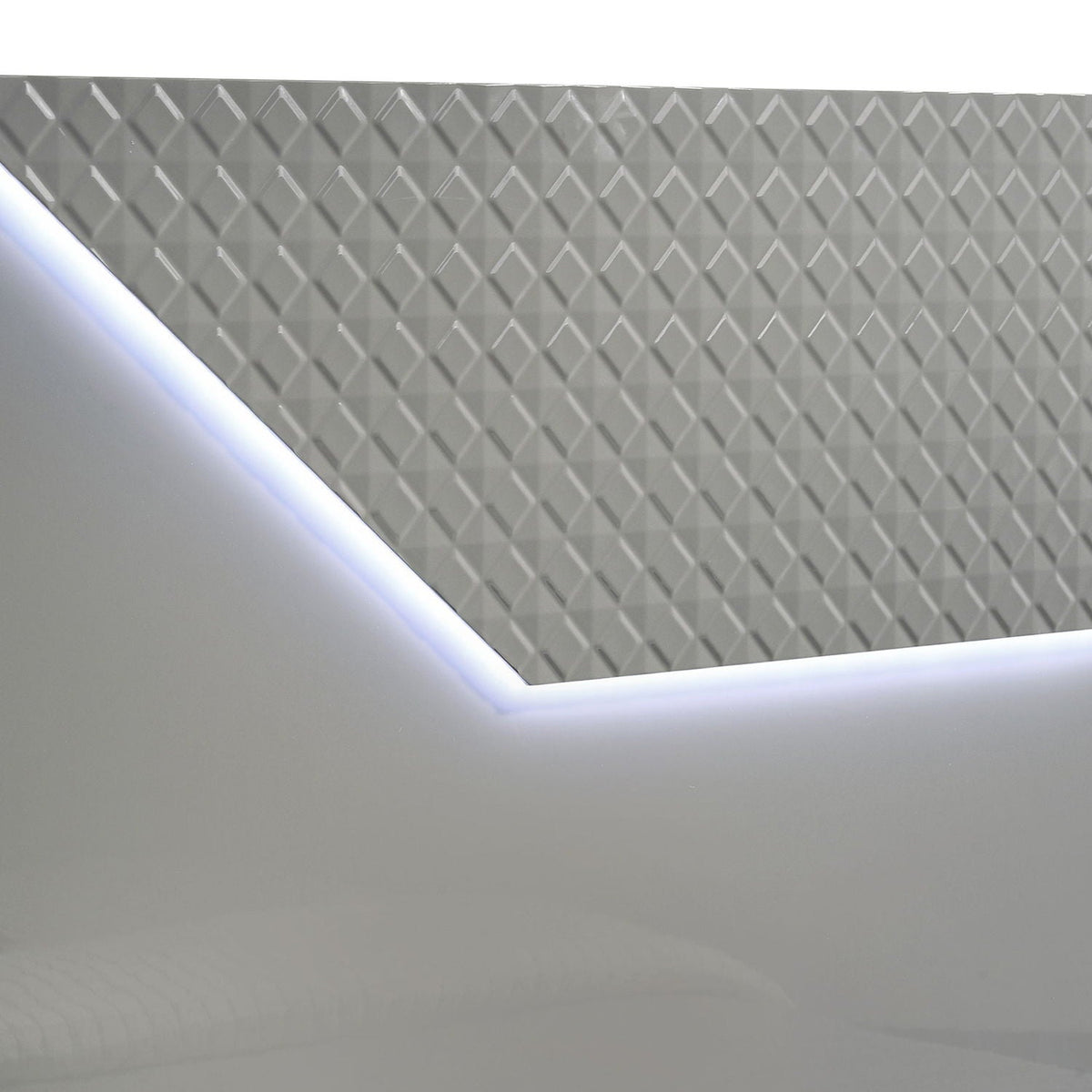Pierce 4 Piece Bedroom Set LED lighting ceiling panel diamond-plate texture and edge lights on Tampa Home & Garden Store