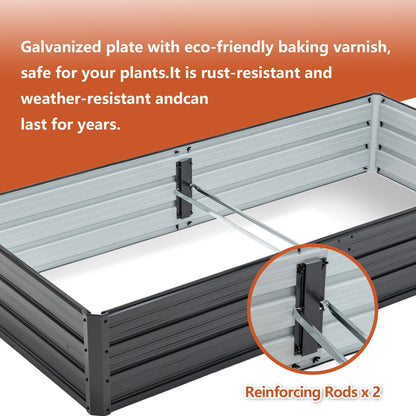 6x3x1 ft metal raised garden bed by HouseOfZazla with grey panels and reinforcing rods x2 on Tampa Home & Garden Store