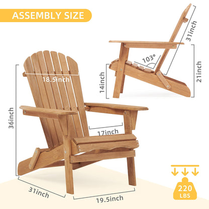Set of Two Wooden Folding Adirondack Chairs