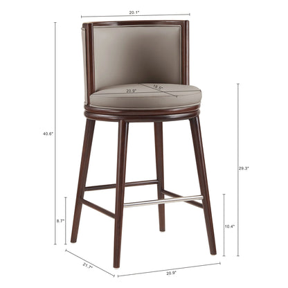 Evalyn Barstool bar height with beige seat and back, walnut wood frame by HouseOfZazla on Tampa Home & Garden Store