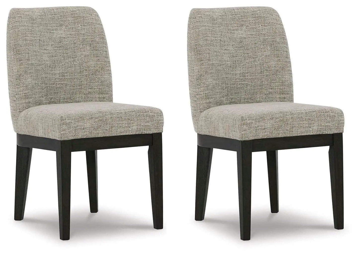 Burkhaus Dining UPH Side Chair pair in beige fabric upholstery with dark brown wood legs on Tampa Home & Garden Store