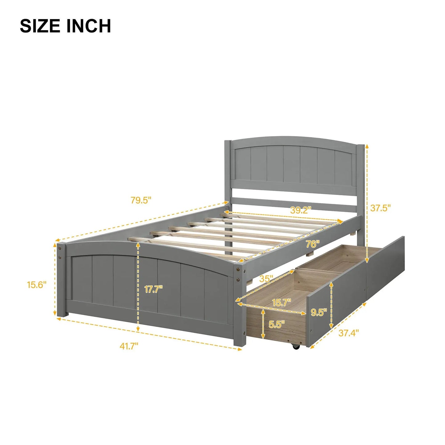 Platform Bed and Headboard With Footboard Slats