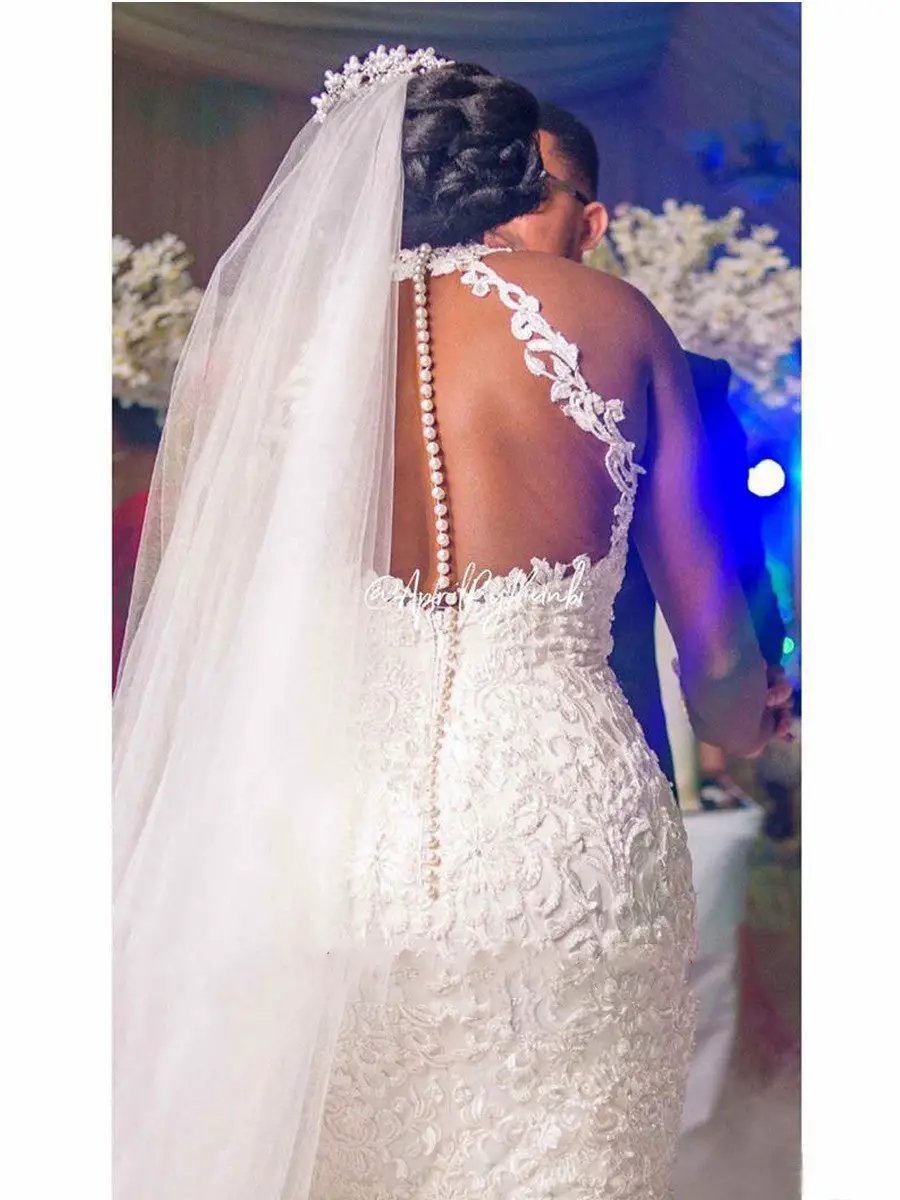 Vintage lace beaded wedding dress with sheer back and pearl button closure FLIPSTYLEZLLC on Tampa Home & Garden Store