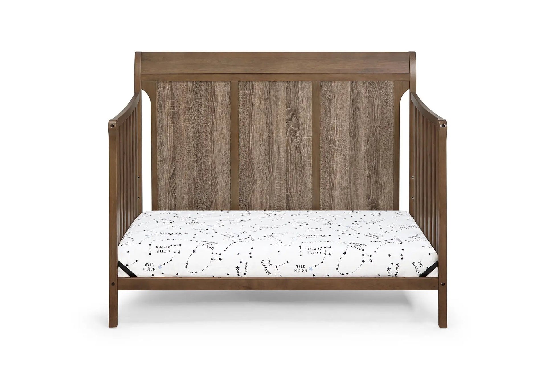 Shailee 4-in-1 Convertible Crib by Unique Piece Furniture in warm brown wood with slatted sides on Tampa Home & Garden Store