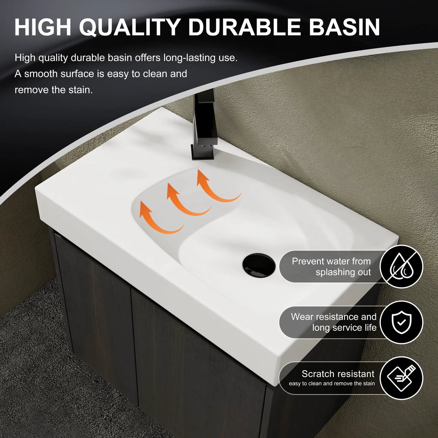 Modern Bathroom Vanity with Ceramic Basin Sink