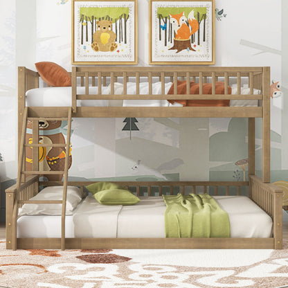 Bunk bed with ladder and guardrails in light wood finish, two-tier on Tampa Home & Garden Store