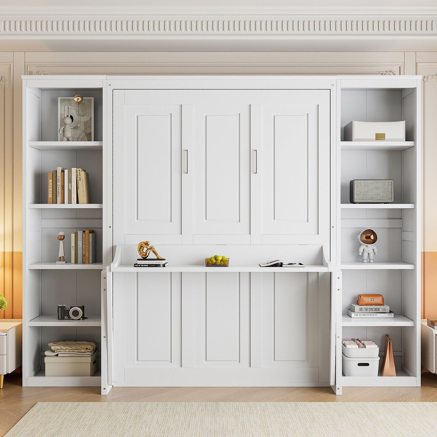 Compact Murphy Bed With Desk and Bookshelf