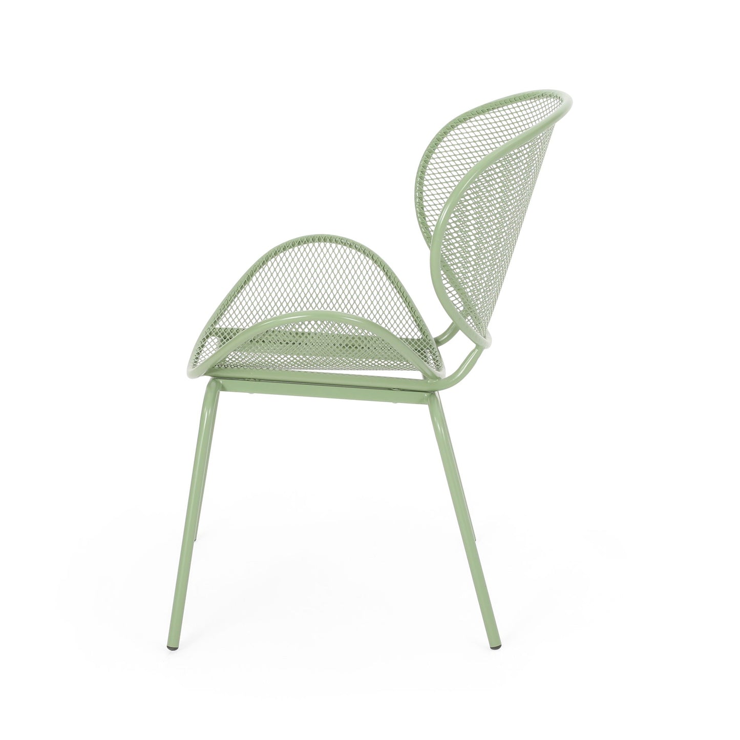 Elba Contemporary Armless Outdoor Chairs pair, mint green mesh metal frame by HouseOfZazla on Tampa Home & Garden Store