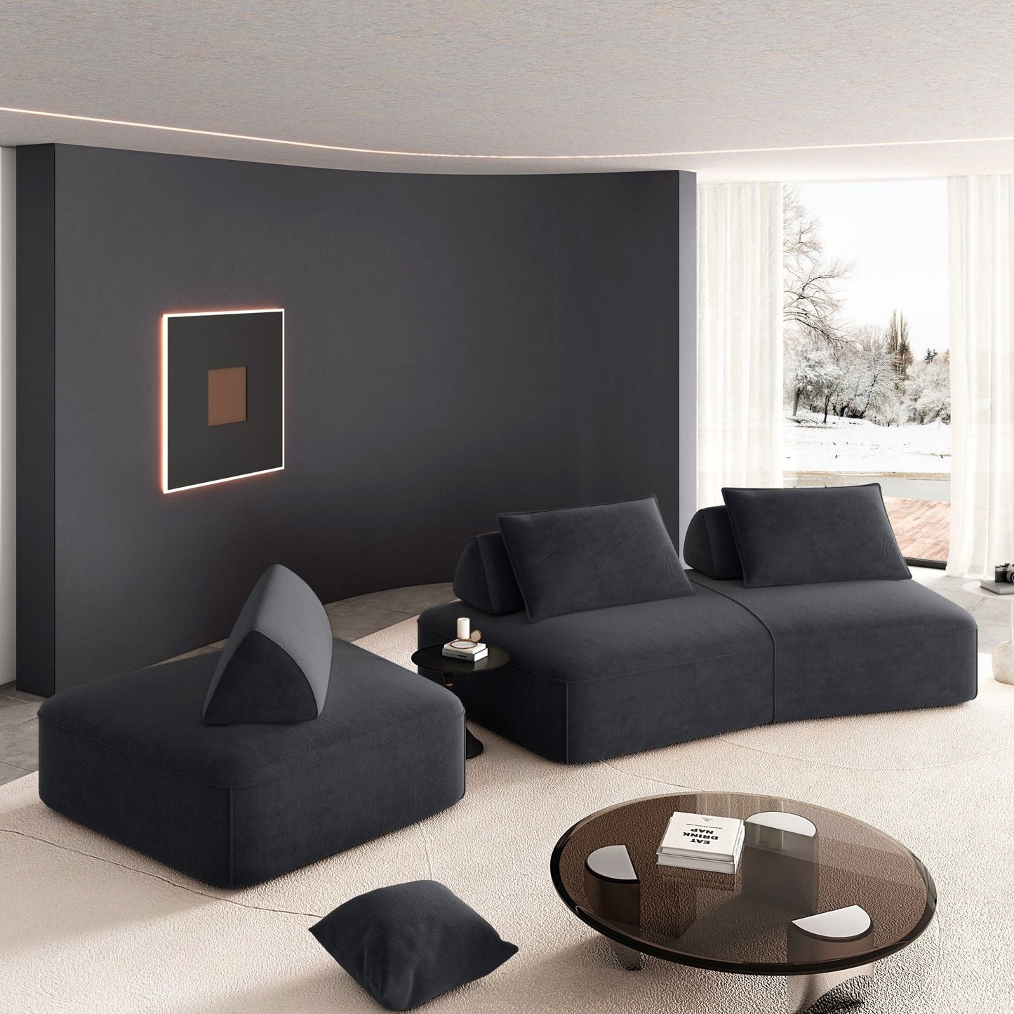 Modern luxury oversized modular sectional sofa set, 2-piece charcoal by HouseOfZazla on Tampa Home & Garden Store