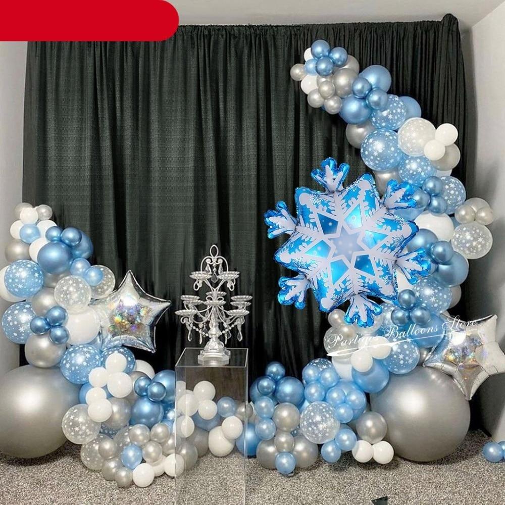 Snowflake Balloon Garland Kit and Party Decor