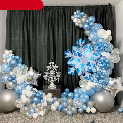 Snowflake Balloon Garland Kit and Party Decor