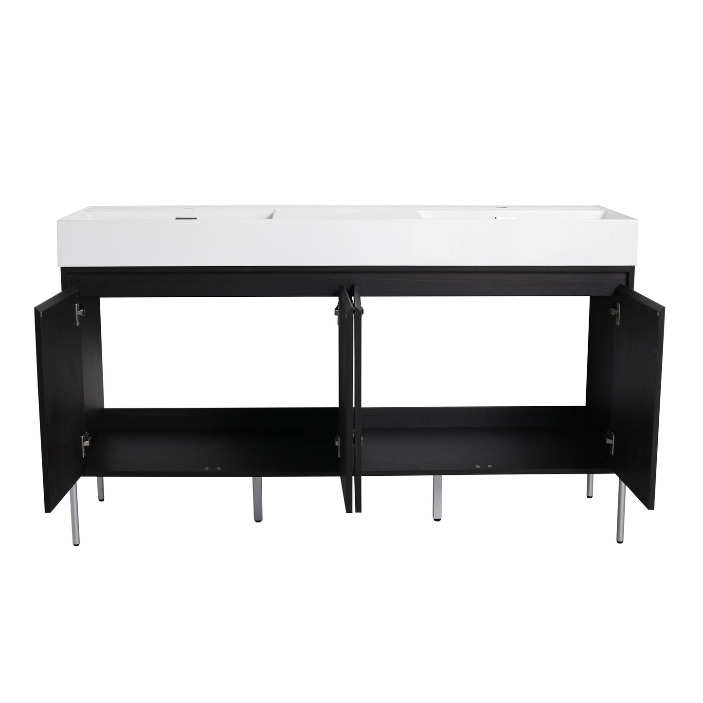 Freestanding vanity with white resin sink and black storage cabinet HouseOfZazla on Tampa Home & Garden Store
