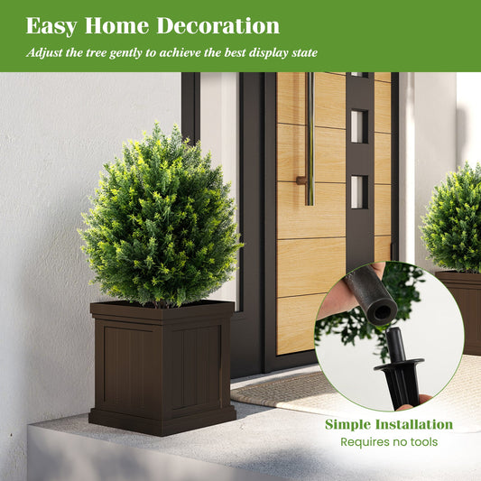 24 Inches Artificial Cypress Topiary Ball Tree Set with Ground Spike-Green - Tampa Home & Garden Store