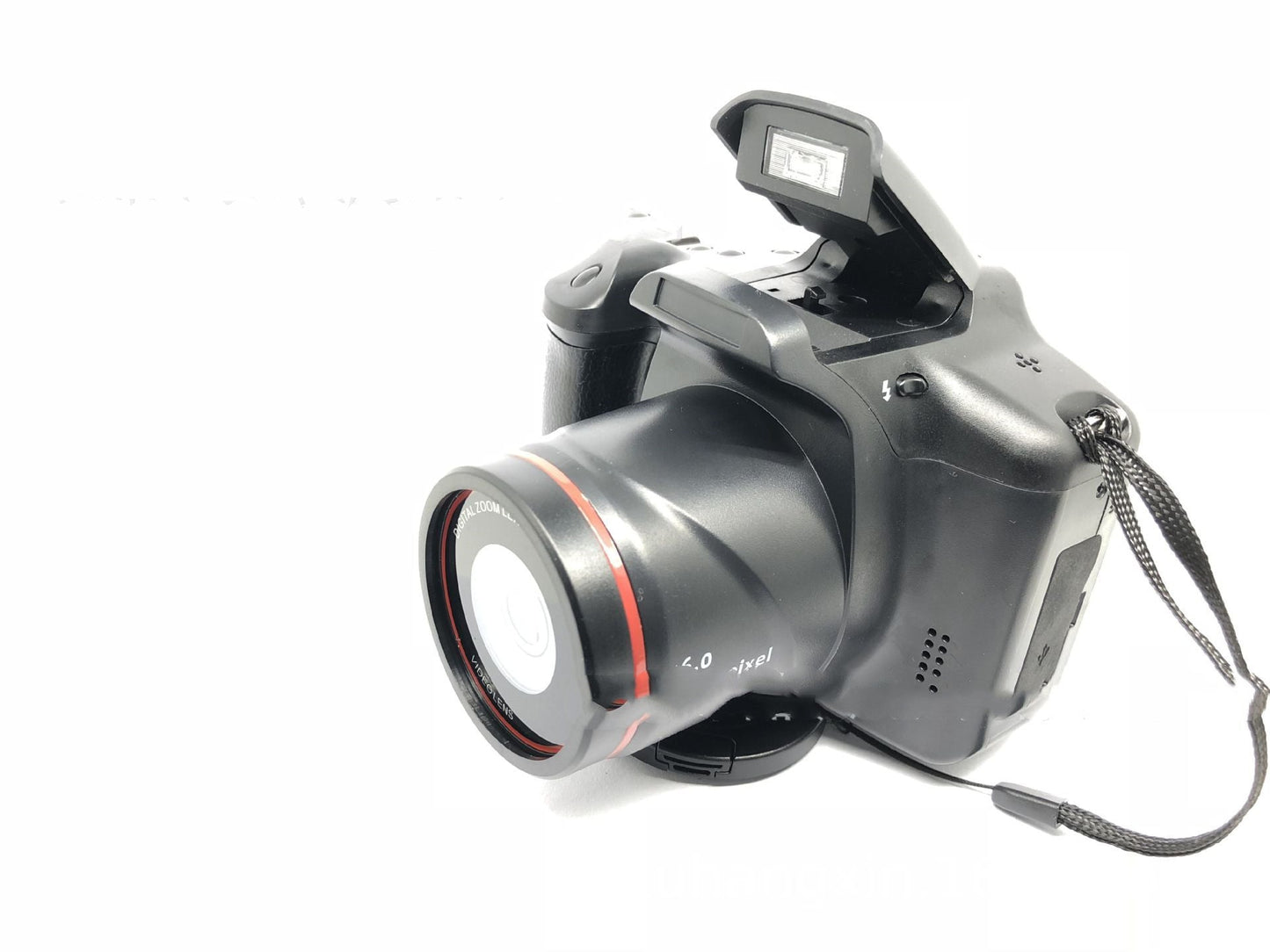 XJ05 digital video camera with black body, red-ring lens and wrist strap on Tampa Home & Garden Store