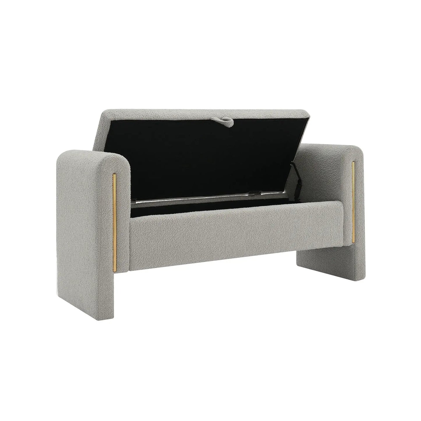 Bed end bench Teddy upholstered with arms and storage in boucle by Unique Piece Furniture on Tampa Home & Garden Store