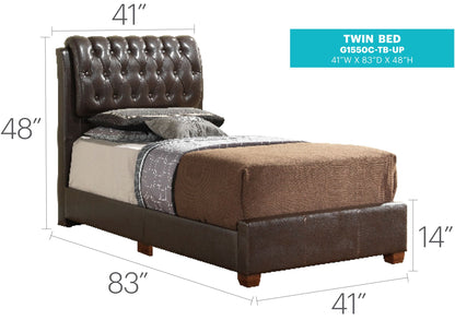 Tufted Upholstered Bed twin with brown leather headboard and wood frame HouseOfZazla on Tampa Home & Garden Store