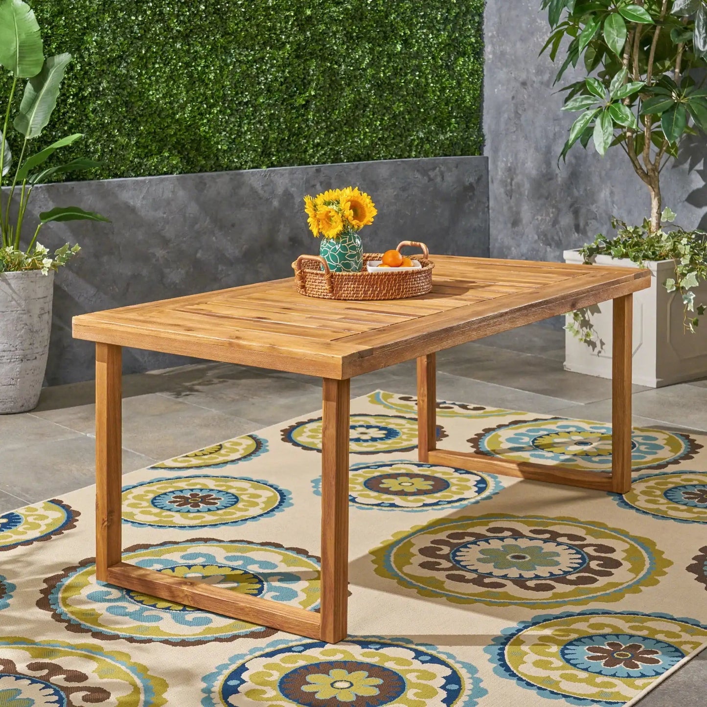 Outdoor Acacia Wood Dining Table and Sandblast