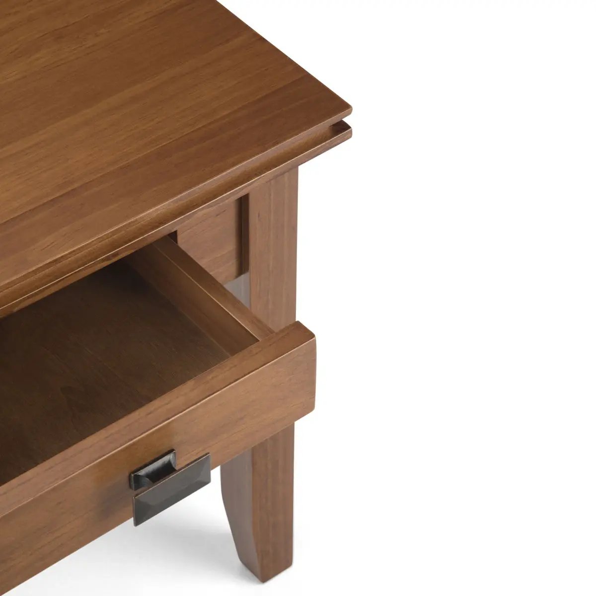 Artisan Handcrafted End Table walnut finish with a single drawer and black metal pull on Tampa Home & Garden Store