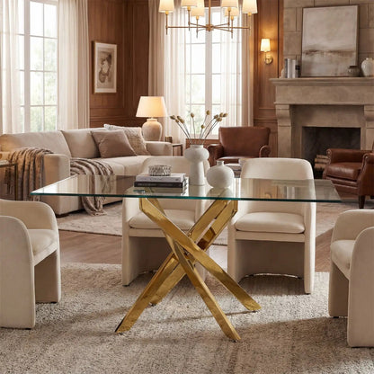 Modern Rectangular Dining Table with Metal Frame