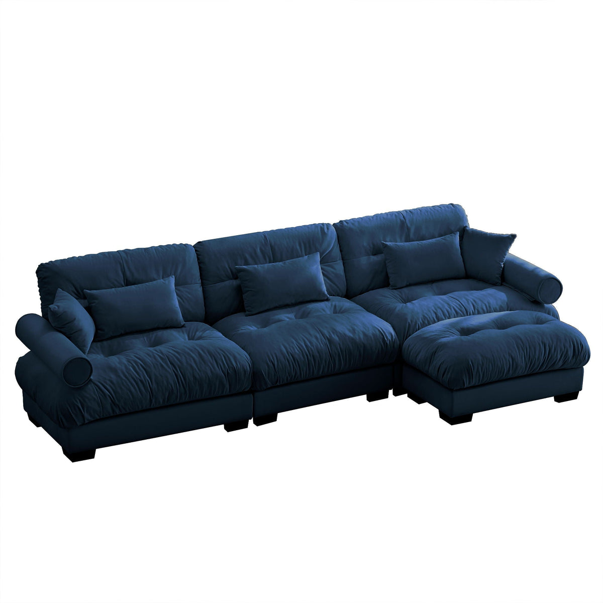 Super Comfort oversized modular sectional sofa with movable ottoman in navy by HouseOfZazla on Tampa Home & Garden Store