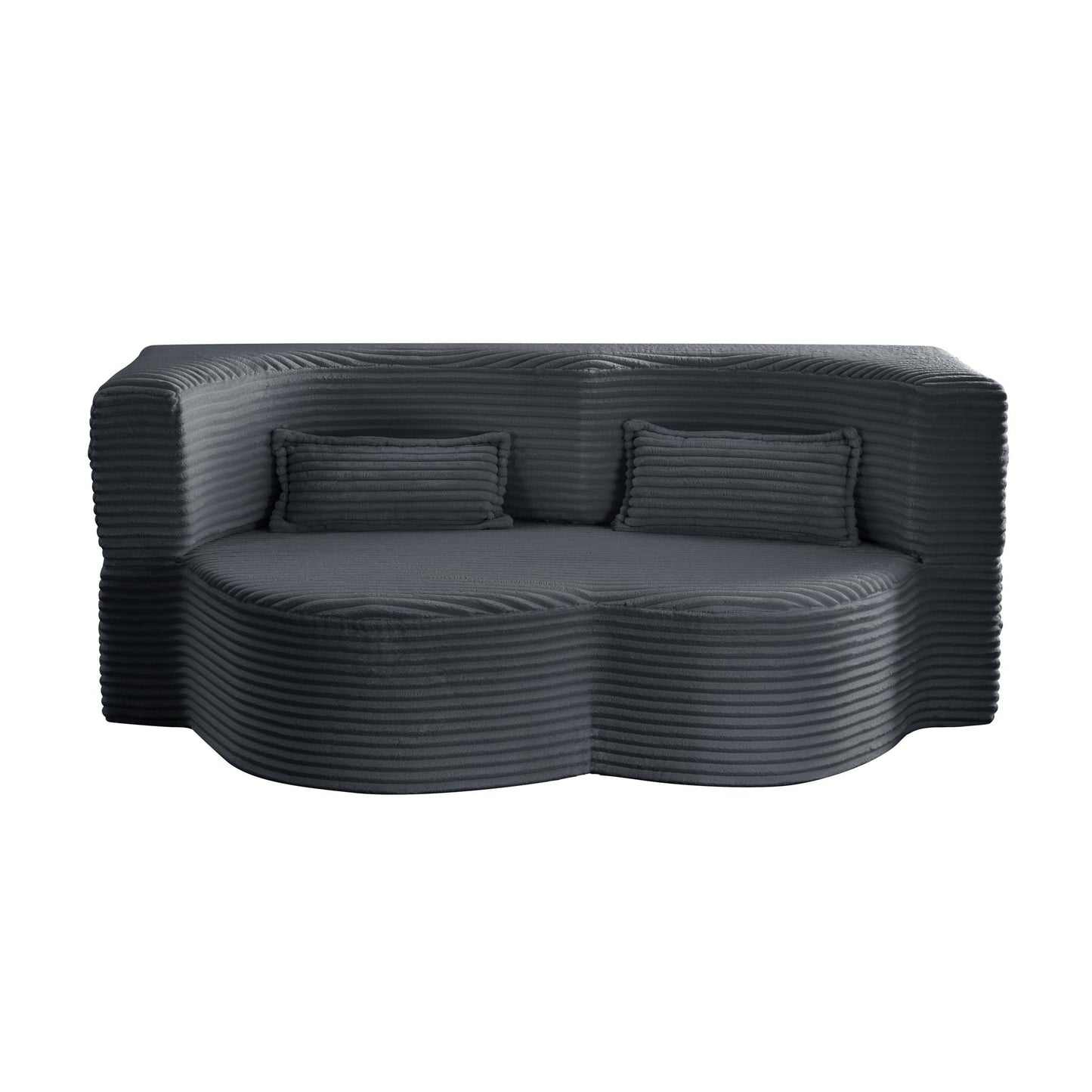 Floor convertible sleeper sofa with 2 pillows in charcoal futon fabric on Tampa Home & Garden Store
