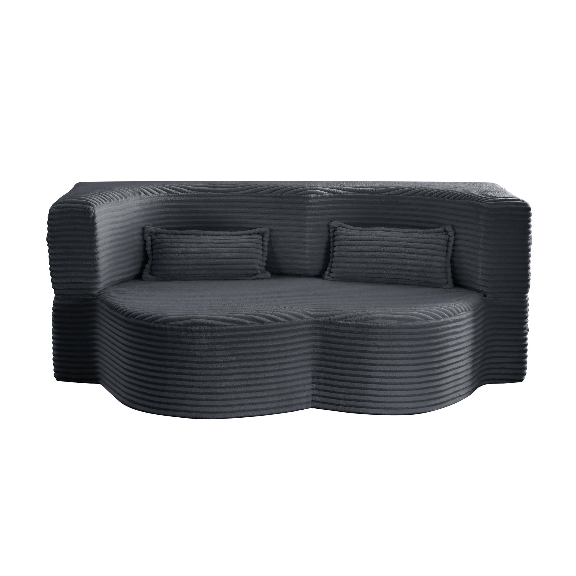 Floor convertible sleeper sofa with 2 pillows in charcoal futon fabric on Tampa Home & Garden Store