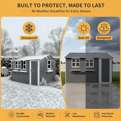 12x10 Ft Outdoor Metal Storage Shed with Windows