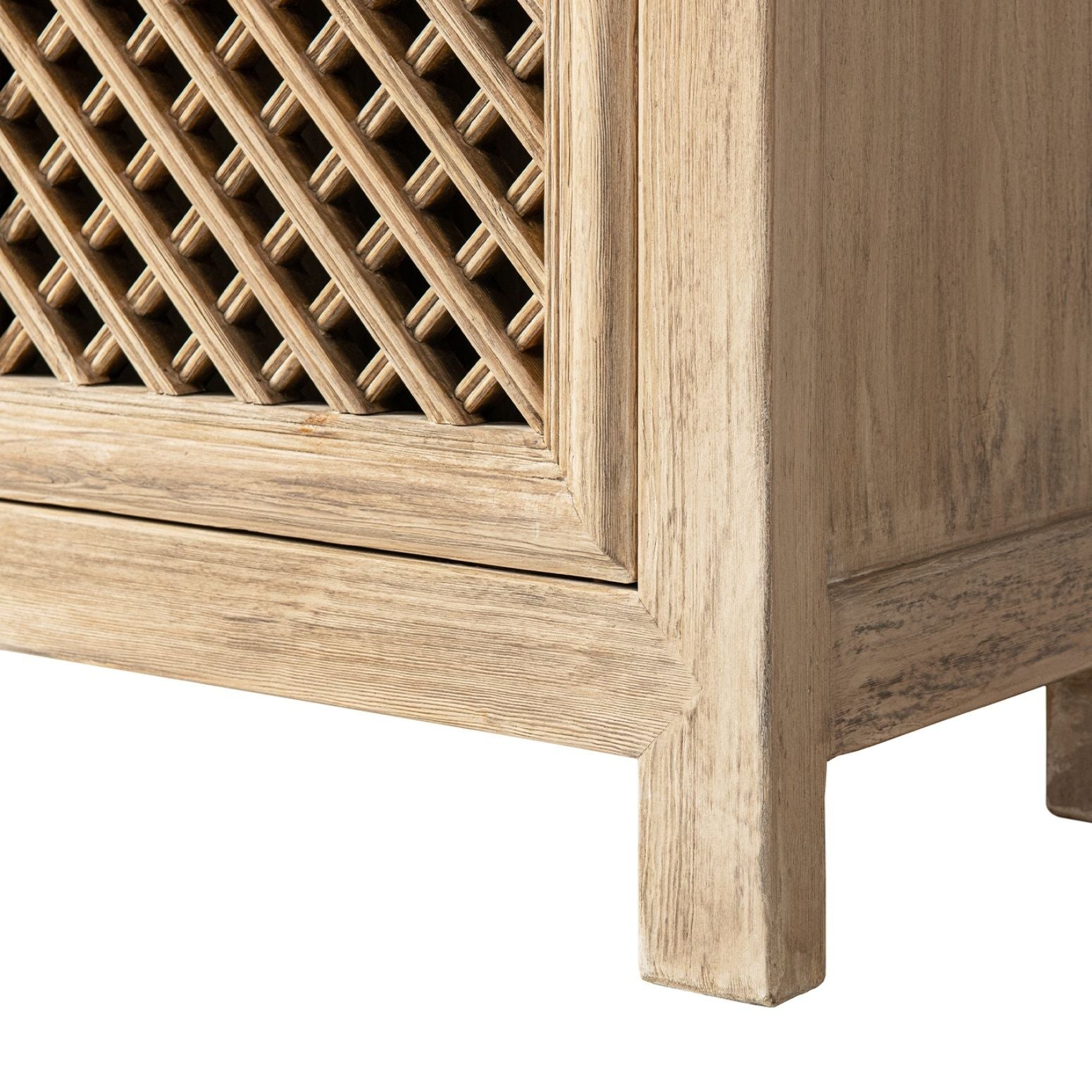 Arden 2 Door Accent Storage Cabinet natural wood finish with lattice front panel on Tampa Home & Garden Store