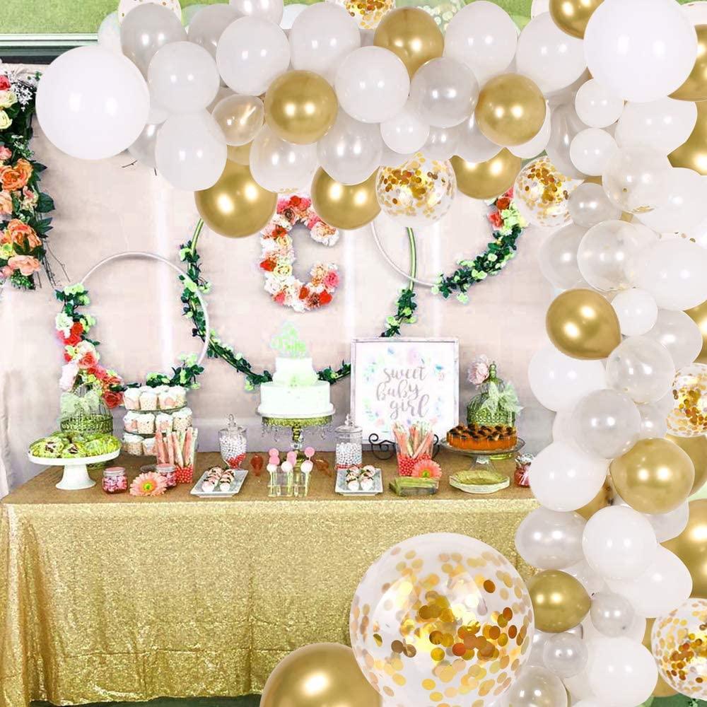 Stevvex 133pcs Confetti Gold Silver White Balloon Arch Garland Kit for shower wedding party on Tampa Home & Garden Store