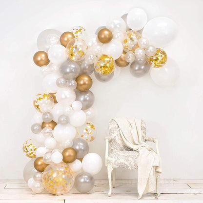 Balloon arch garland kit 133pc confetti gold, silver & white for weddings Stevvex on Tampa Home & Garden Store