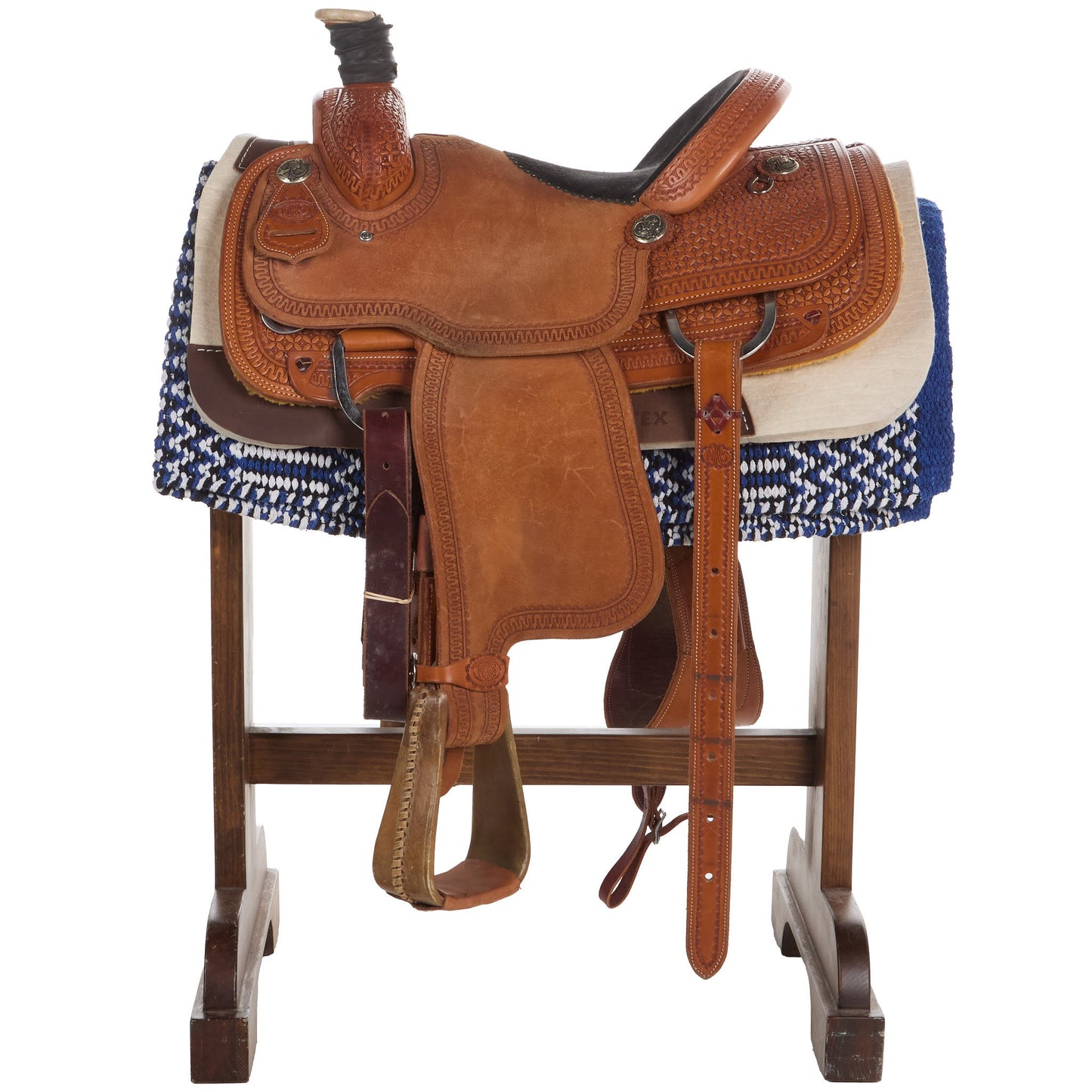 Manta de silla de montar de mezcla acrílica Mayatex de 32 x 64 cm, de tejido doble, en rojo, blanco y azul