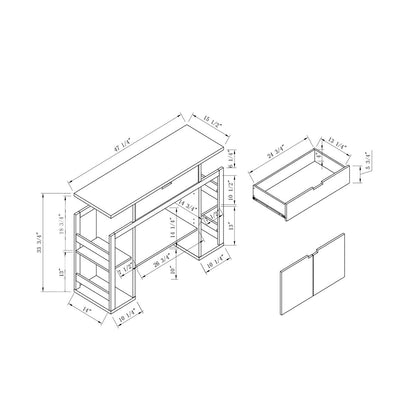 Modern White and Taupe Kitchen Buffet Cabinet