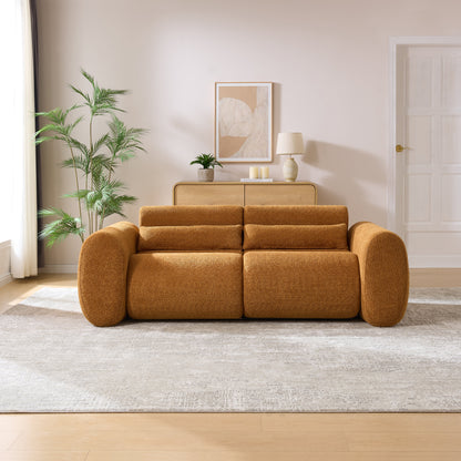 Modern Curved And Boucle Three Seater Sofa
