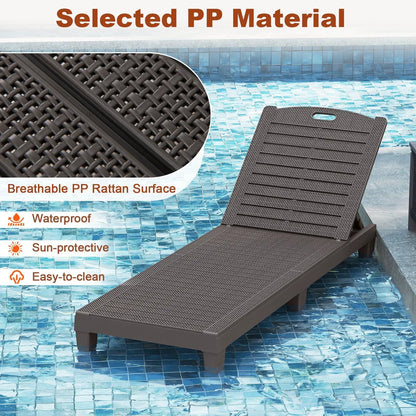 Outdoor PP Chaise Lounge Chairs Set of 2