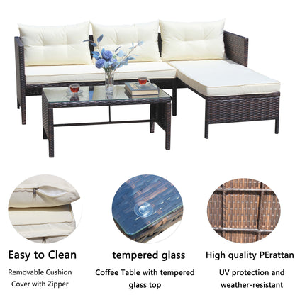 3 Piece Outdoor Wicker and Rattan Patio Set