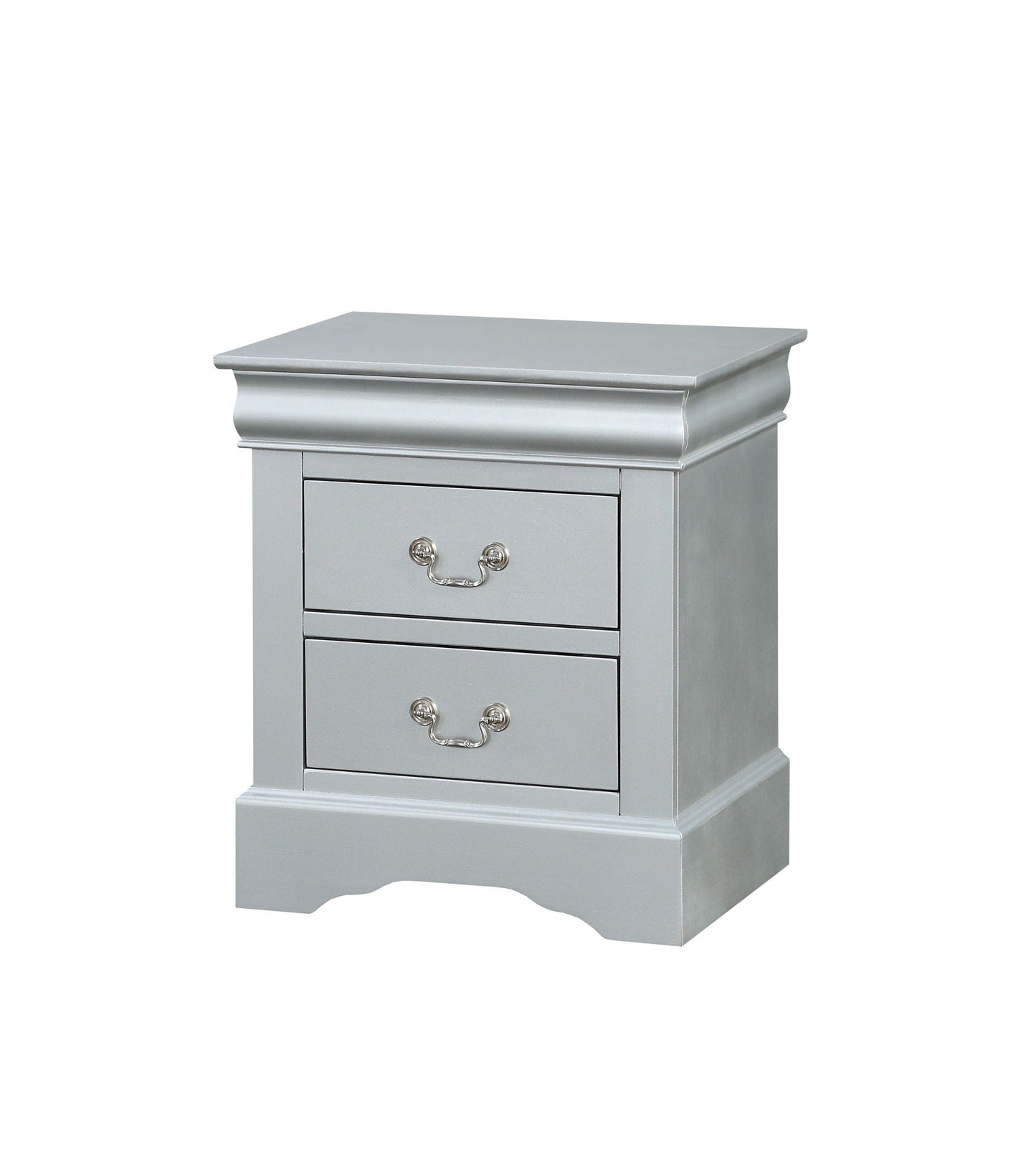 Louis Philippe Accent Nightstand gray finish with silver handles by HouseOfZazla on Tampa Home & Garden Store