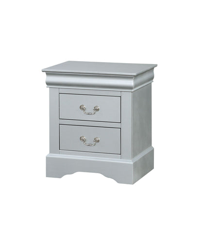 Louis Philippe Accent Nightstand gray finish with silver handles by HouseOfZazla on Tampa Home & Garden Store