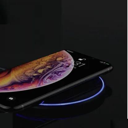 Wireless charger FLIPSTYLEZLLC black charging pad with smartphone on glowing ring on Tampa Home & Garden Store
