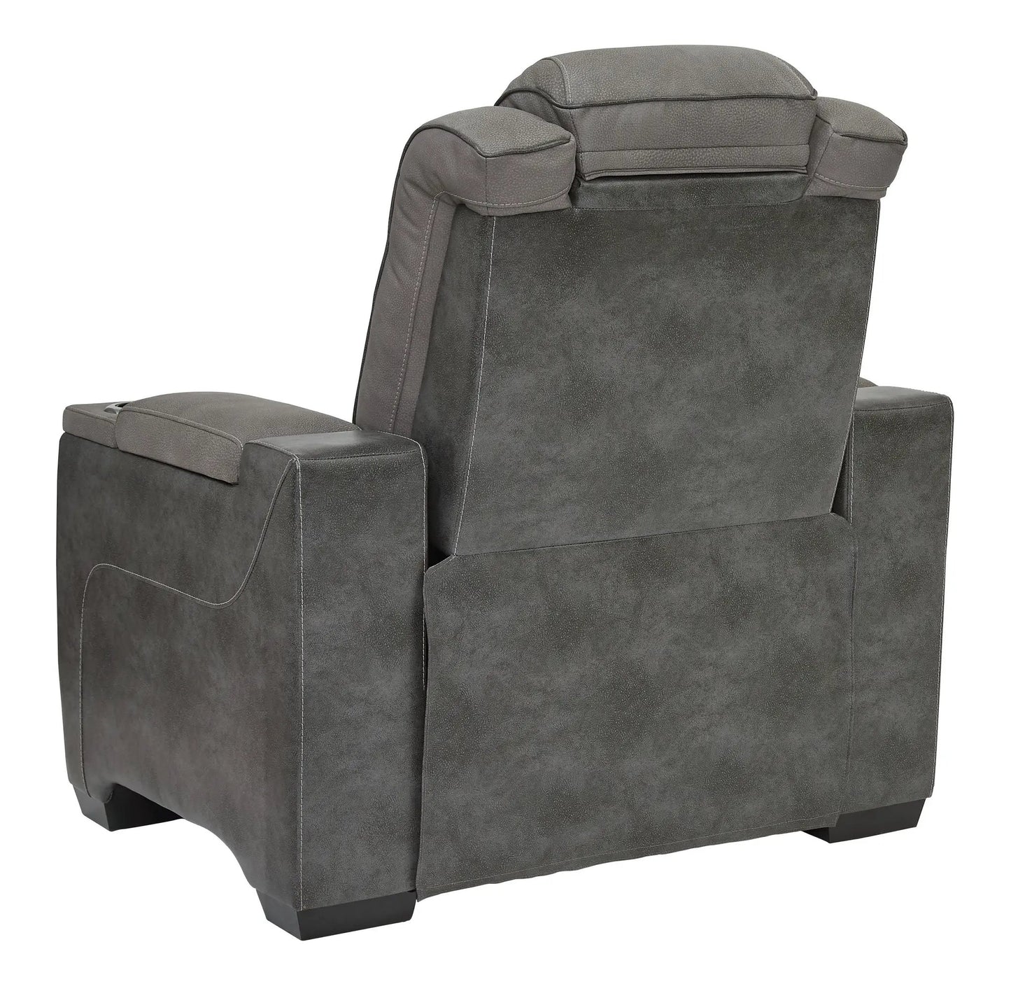 Next-Gen Durapella Power Recliner/Adj Headrest in dark gray with padded arms on Tampa Home & Garden Store